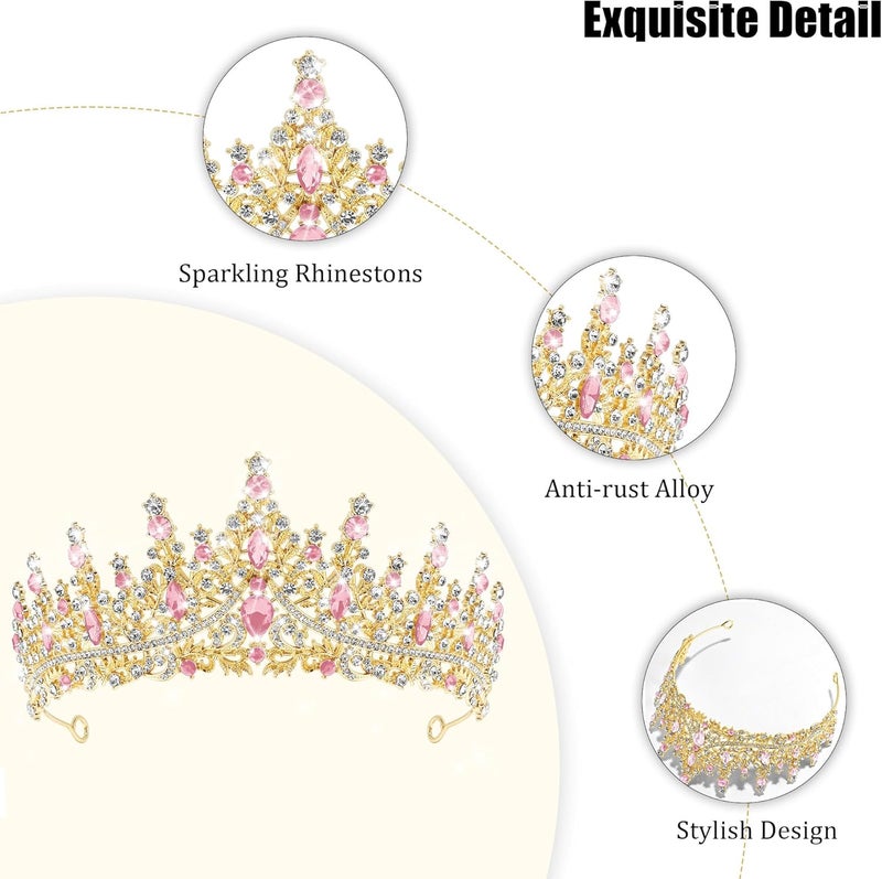 TAROSE Crowns for Women, Queen Crystal Gold Silver Tiaras with White Rhinestone and Combs, Goddess Crown for Wedding Bride Birthday Princess Bridal Shower Hair Accessories for Women - Image 4